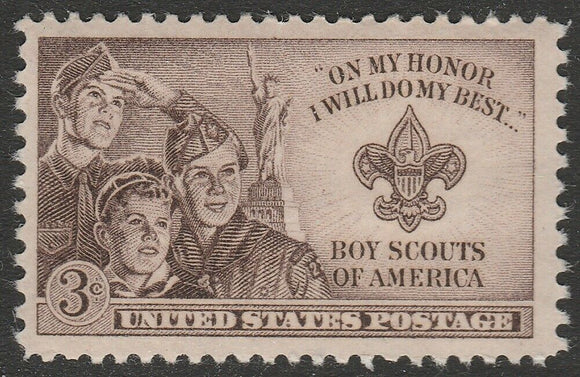 1950 Boy Scouts Single 3c Postage Stamp - MNH, OG - Scott# 995 - CX910b