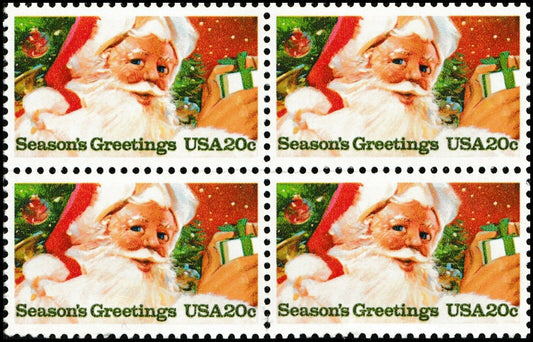 1983 Christmas Santa Claus Block Of 4 20c Postage Stamps Scott 2064 -MNH, OG - DS157a