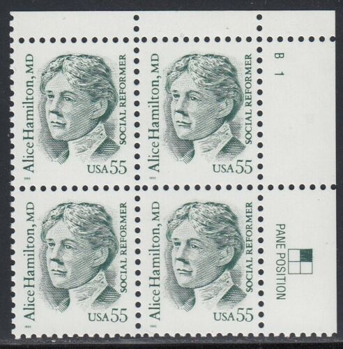 1995 Alice Hamilton Plate Block of 4 55c Postage Stamps - MNH, OG - Sc# 2940