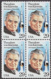 1992 Theodore Von Karman Block of 4 29c Postage Stamps - MNH, OG - Sc# 2699