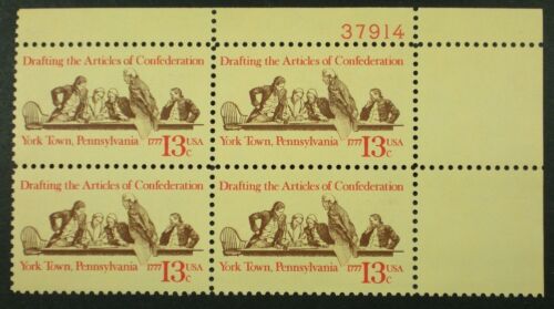 1978 Drafting Articles Of Confederation Plate Block Of 4 13c Postage Stamps - MNH, OG - Sc# 1726 - CX338