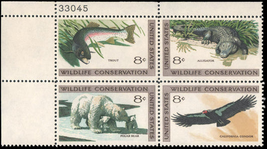 1971 Wildlife Conservation Plate Block Of 4 8c Postage Stamps - Scott 1427-1430 - MNH, OG - CX526