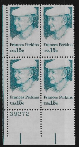 1980 Francis Perkins Plate Block of 4 15c Postage Stamps - MNH, OG - Sc# 1821
