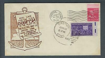 VEGAS - 1944/5 Submarine USS Dogfish Keel Laid Spader Double Cancel Cover -FK119