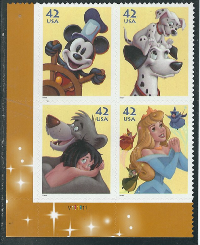 2008 The Art of Disney-Imagination Plate Block of 4 42c Postage Stamps - Scott# 4342-4345 - MNH, OG - DC139