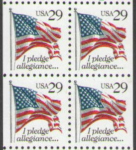 1992 - I Pledge Allegiance... Pane of 4 29c Postage Stamps - Sc# 2593 - MNH, OG
