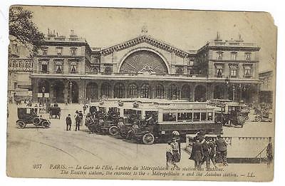 Estimated 1920s France, Paris Train & Bus Station Photo Postcard (NN155)