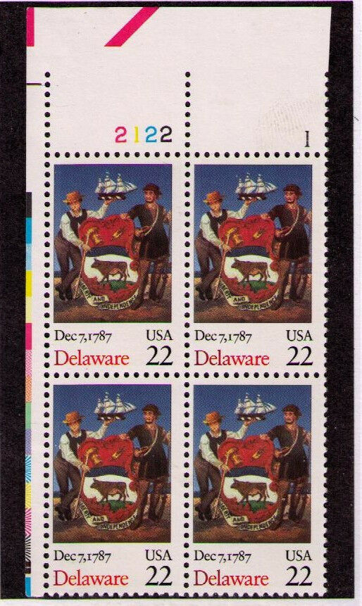 1987 Delaware - Constitution Ratification Plate Block Of 4 22c Postage Stamps -Scott 2336 -MNH, OG - CQ60c