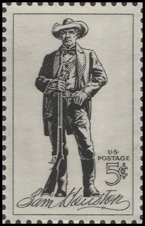 1964 - Sam Houston Single 5c Postage Stamp - Scott 1242 - MNH, OG - CW312a