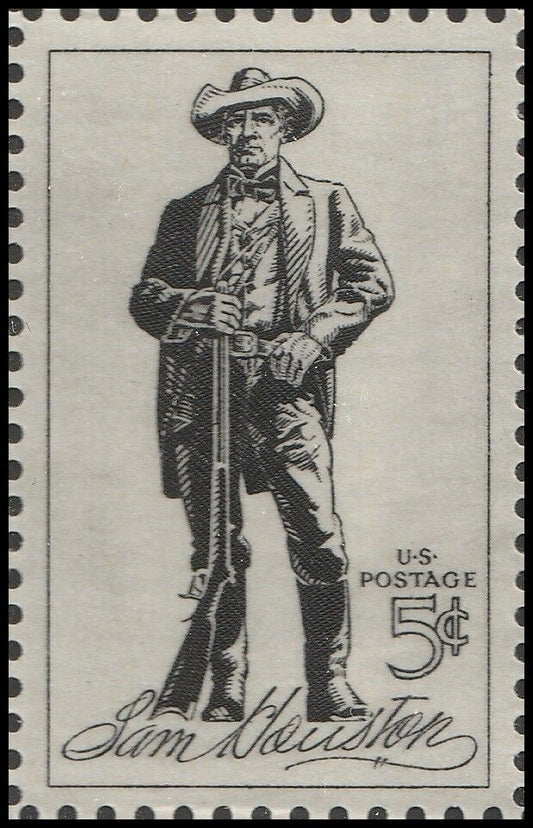 1964 - Sam Houston Single 5c Postage Stamp - Scott 1242 - MNH, OG - CW312a