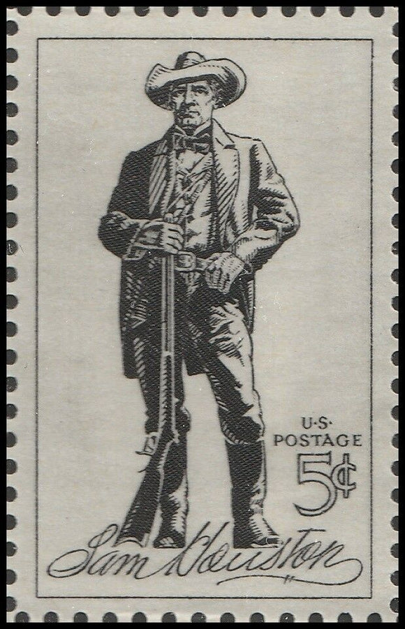 1964 - Sam Houston Single 5c Postage Stamp - Sc# 1242 - MNH, OG - CW312a