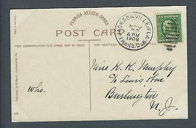 VEGAS - Posted 1909 Main Street, Jacksonville, FL Postcard "Trans Clk"- FE429