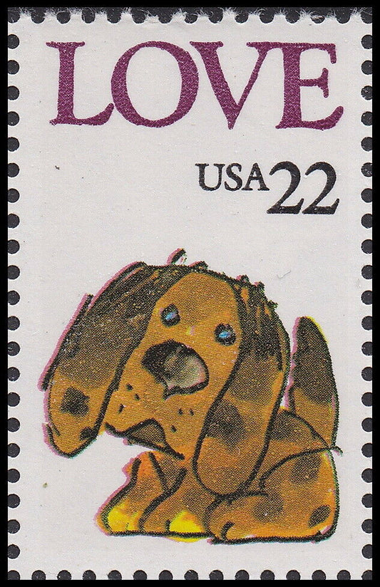 1986 Puppy Love Single 22c Postage Stamp - Scott 2202 - MNH, OG - CX872
