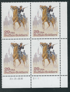 1994 Buffalo Soldiers Black Heritage Plate Block Of 4 29c Postage Stamps - Sc# 2818 - MNH, - CW365a