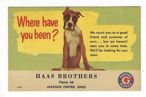 Vintage USA Advertisement Postcard - Pontiac Service, Jackson Center, OH (AP55)