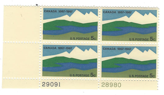 1967 Canada Plate Block Of 4 5c Postage Stamps - MNH, OG - Scott 1324`- CX228