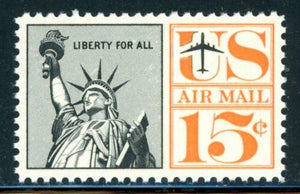1961 Statue Of Liberty Airmail Single 15c Postage Stamp - MNH, OG - Sc# C63
