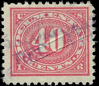 VEGAS - 1917 Scott R237 - 40c Revenue With Cancel Crease - EX28
