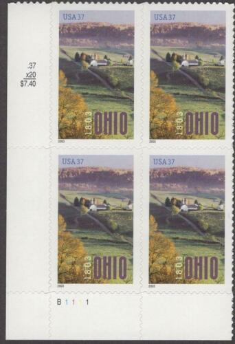 2003 Ohio Statehood Plate Block of 4 37c Postage Stamps - MNH, OG - Sc# 3773