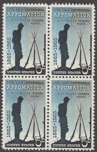 1961-1965 Civil War Appomattox Block Of 4 5c Postage Stamps - MNH, OG - Sc# 1182- CX422
