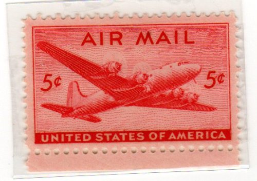 1946 DC-4 Skymaster Single 5c  Air Mail Postage Stamp  - Sc# 32 -  MNH,OG