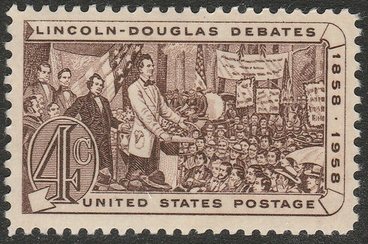 1958 Lincoln Douglas Debates Single 3c Postage Stamp - Scott 1115 - MNH, OG - CX870a