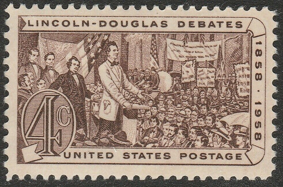 1958 Lincoln Douglas Debates Single 3c Postage Stamp - Sc# 1115 - MNH, OG - CX870a