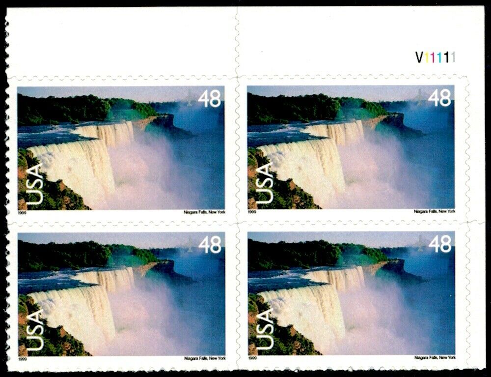 1999 Niagara Falls Airmail Plate Block of 4 48c Postage Stamps - ScottC133 - (CW84a)
