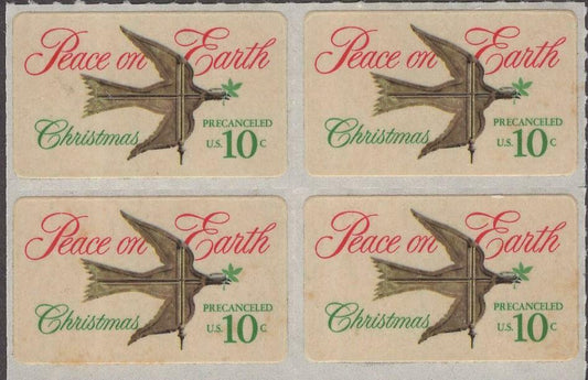 1974 Christmas-Precancel-Peace on Earth- Block Of 4 10c Postage Stamps Scott 1552 -MNH - DS167b