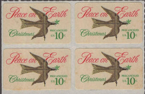 1974 Christmas-Precancel-Peace on Earth- Block Of 4 10c Postage Stamps Sc# 1552 -MNH - DS167b