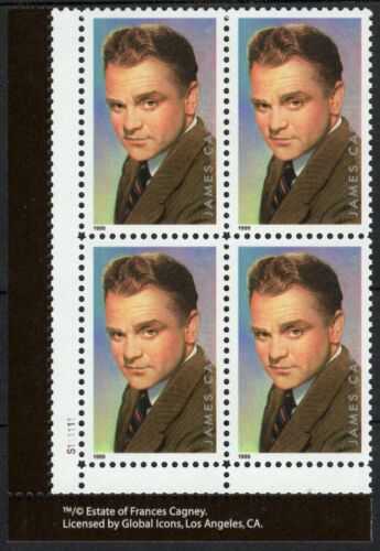 1999 James Cagney Plate Block Of 4 33c Postage Stamps Scott # 3329 - MNH - OG - CW72a