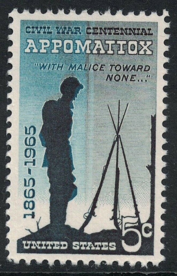 1965 Civil War Battle of Appomattox Single 5c Postage Stamp - MNH, OG -Sc# 1182 CX217a