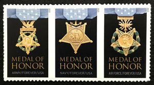 2015 Medals of Honor Strip of 3 "Forever" Postage Stamps - MNH, OG - Sc# 4988, 4822-4823