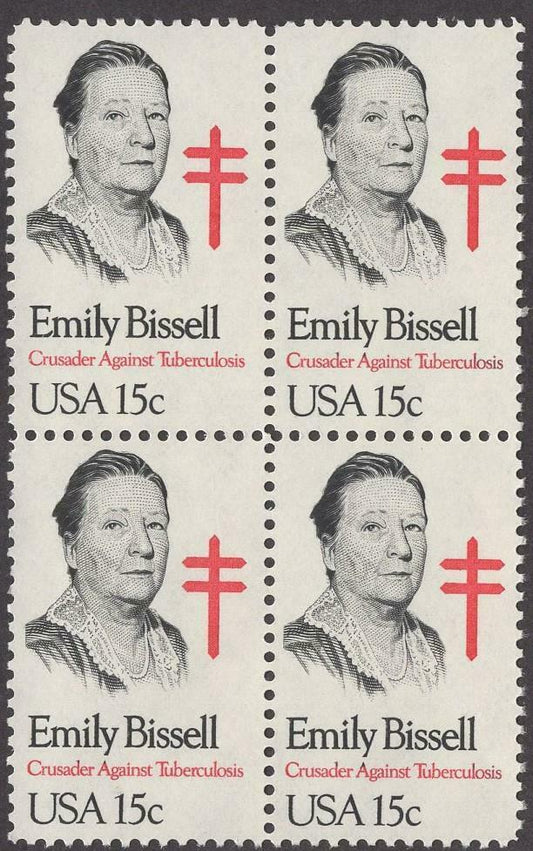 1980 Emily Bissell Tuberculosis Block Of 4 15c Postage Stamps - Scott 1823 - MNH, OG - CT53a