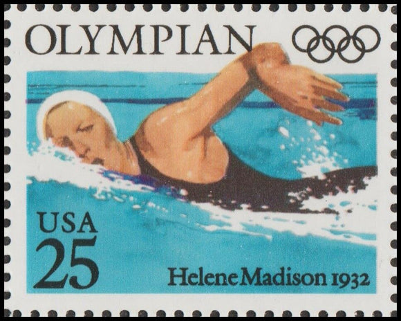 1990 1932 Olympian Swimming Single 25c Postage Stamp - Sc 2500 - MNH - CWA5b