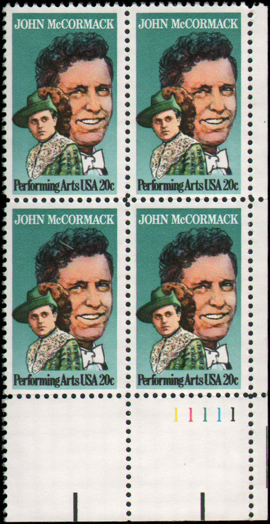 1984 John McCormack Early Film Producer Plate Block of 4 20c Postage Stamps - MNH, OG - Scott 2090