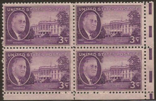 1945-46 F D Roosevelt Block Of 4 3c Postage Stamps - Sc # 932 - MNH, OG - (BC54a)