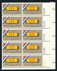 1979 Honoring Vietnam Veterans Plate Block Of 10 15c Postage Stamps - Sc# 1802 - MNH, OG - CT73b