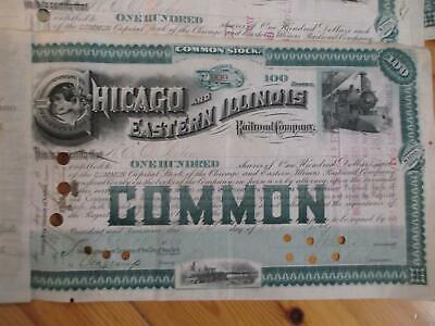 One 1889 Chicago & Eastern Illinois Railroad Stock Certificate - Read (FA101)