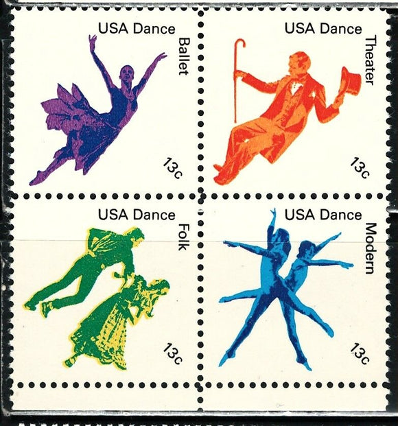 1978 Different Types Of Dance Block Of 4 13c Postage Stamps - Sc# 1749-1752 - MNH, OG - CT52a