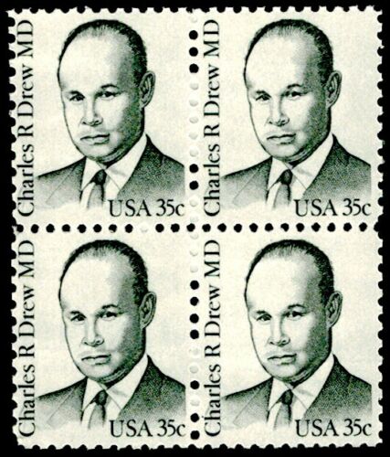 1981 Charles Drew Black Heritage Block of 4 35c Postage Stamps - MNH, OG - Scott 1865
