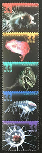 2000 Deep Sea Creatures Strip of 5 33c Postage Stamps - MNH, OG - Sc#3439- 3443