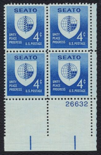 1960 SEATO Plate Block of 4 4c Postage Stamps - MNH, OG - Sc# 1151