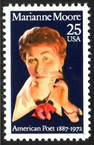 1990 Marianne Moore, Poet, Single 25c Postage Stamp - Scott 2449 - MNH - CW454b