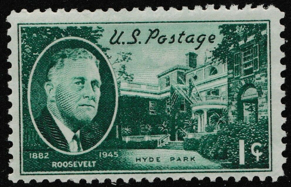 1945 Roosevelt Hyde Park Single 1c Postage Stamp - MNH, OG - Scott 930