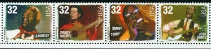 1998 Folk Musicians Strip Of 4 32c Postage Stamps - Sc# 3212-3215 - MNH, OG - CW317