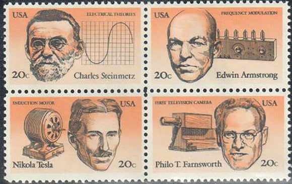 1983 American Inventors Block Of 4 20c Postage Stamps - Sc# 2055-2058 - MNH, OG - CW246a