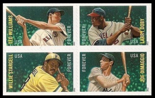 2012 Major League Baseball Plate Block of 4 45c Postage Stamps - MNH, OG - Scott4694- 4697