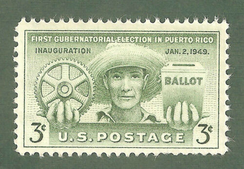 1949 Puerto Rico 1st Election Single 3c Postage Stamp - MNH, OG - Sc# 983a