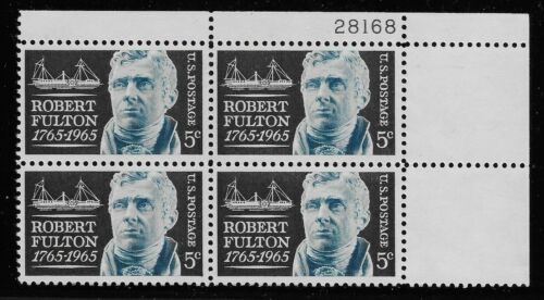 1965 Robert Fulton Plate Block Of 4 5c Postage Stamps - MNH, OG - Scott 1270`- CX250